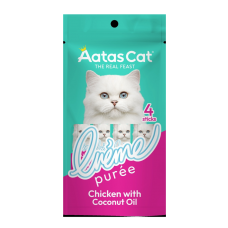 Aatas Cat Creme Puree Chicken with Coconut Oil 14g x 4s, AAT3561, cat Treats, Aatas, cat Food, catsmart, Food, Treats